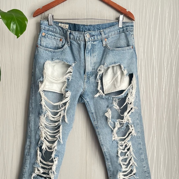 Levi’s 502 Hi-Ball Distressed Jeans Men’s W33 Tapered Streetwear Ripped Denim - Picture 3 of 14